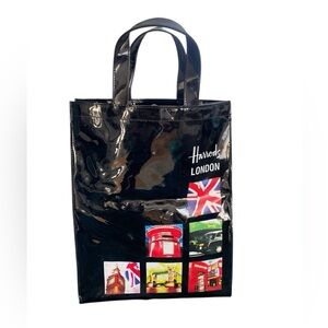 New Harrods of London Glossy Black bag